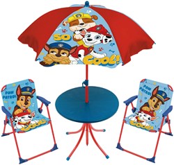 PAW Patrol Gartenset für Kinder mit Tisch, Stühlen und Sonnenschirm