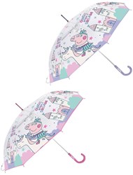 Lobbes Regenschirm Peppa Pig transparent - Kinderschirm mit Sichtschutz