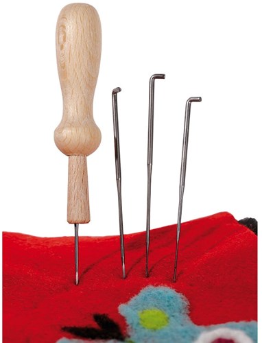Filges Filznadel-Set - Holzhalter und 4 Filznadeln