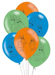 Bluey Ballons Set - 6 Stück Latex Ballons für Kindergeburtstag