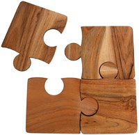 Glasuntersetzer Puzzle Akazienholz 4 Stück braun für Getränke