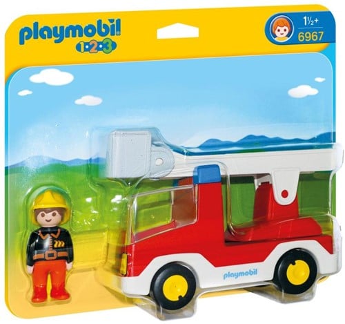 Playmobil Feuerwehrwagen mit Leiter - 1.2.3 - Spielzeugfahrzeug