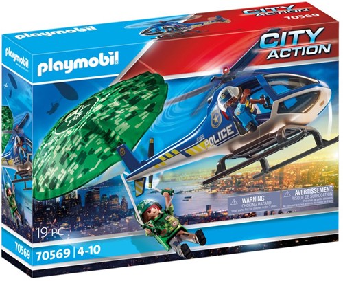 PLAYMOBIL City Action 70569 Polizei-Hubschrauber: Fallschirm-Verfolgung, Für Kinder von 4 - 10 Jahre