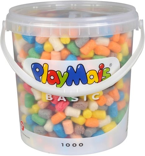 PlayMais Basic 1000 Bastelset für Kinder ab 3 Jahren | Basteleimer mit über 1000 Stück zum Basteln | Natürliches Spielzeug | Fördert Kreativität & Motorik | Geschenk für Mädchen & Jungen