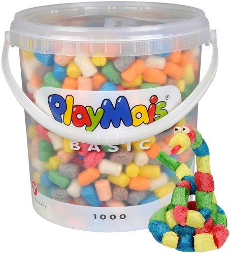 PlayMais Basic 1000 Bastelset für Kinder ab 3 Jahren | Basteleimer mit über 1000 Stück zum Basteln | Natürliches Spielzeug | Fördert Kreativität & Motorik | Geschenk für Mädchen & Jungen-2