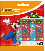 BIC Super Mario Klebestifte weiß 8g - 6er Set Bastelspaß für Kinder
