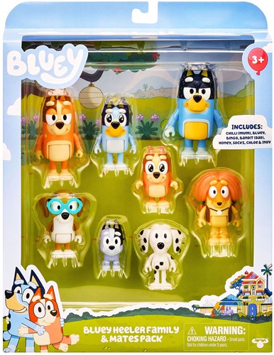 Spectron Bluey Spielfiguren Familie und Freunde 8 Stück Spielset