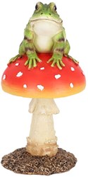 Esschert Design Dekorationsfigur Fliegenpilz mit Frosch rot Polyresin