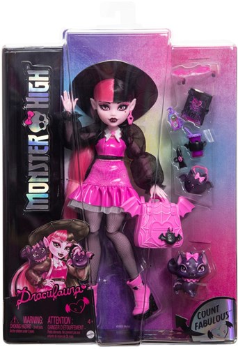 Mattel Monster High Puppe Draculaura mit Zubehör und Fledermauskatze
