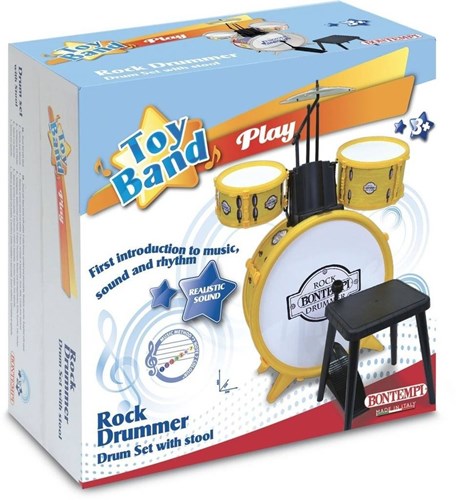 Bontempi Schlagzeug Spielzeug 4-teilig mit Hocker - Musikspaß für Kinder-3