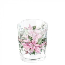 Ambiente Teelichthalter Weihnachten pinke Weihnachtsstern Glas Dekoration
