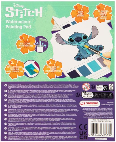 Sambro Wasserfarben-Malbuch Stitch mit Pinsel - kreatives Spielzeug-3