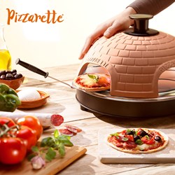 Emerio Pizzaofen 4 Personen Terracotta Haube Mini Pizza Gourmet