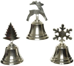 Decoris Tischglocke Aluminium Silber Weihnachtsdeko Rentier Schneeflocke