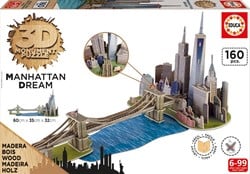 Educa 3D Puzzle - 3D Holzpuzzle - Brooklyn Bridge, Manhattan Dream - 160 Teile