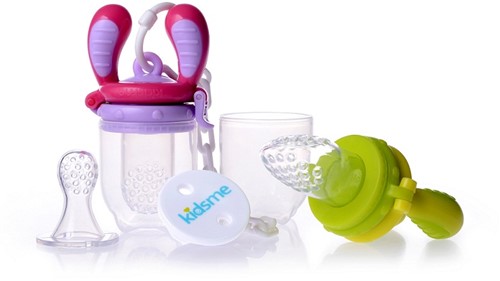 KidsMe Food Feeder Fruchtsauger Lutschbeutel für Baby Starter Kit - Grau/Azur