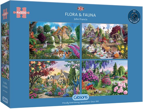 Gibsons Puzzle Flora & Fauna - 4 x 500 Teile