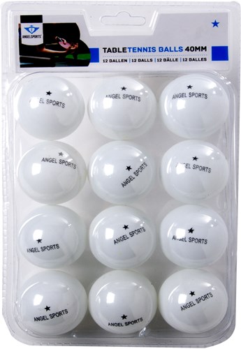HOT Sports + Toys Tischtennisbälle weiß 12 Stück 1 Stern Wettbewerb 40 mm