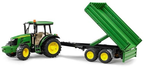 Bruder John Deere 5115M Traktor mit Anhänger Spielzeug 1:16