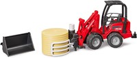 Bruder Kompaktlader 2630 Spielzeugtraktor mit Ballengreifer und Rundballen