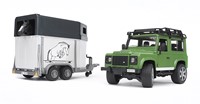 Bruder 02592 - Land Rover Defender mit Pferdeanhänger inklusive 1 Pferd