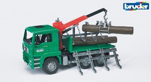 Bruder MAN Holztransporter LKW mit Kran und Baumstämmen Spielzeug