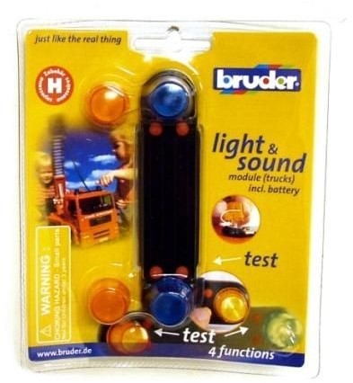 Bruder 02801 - Light and Sound Modul (trucks) inklusive Batterie, mit 4 Funktionen Polizei-Yelp, Motorengeräusch, Polizei- und Feuerwehrsirene-3