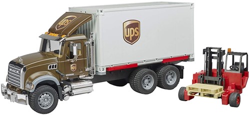 Bruder 02828 - MACK Granite UPS Logistik-LKW mit Mitnahmestapler