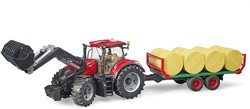 Bruder 03198 - Case IH Optum 300CVX mit Frontlader und Ballentransportanhänger