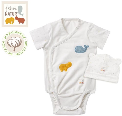 Fehn Baby Body und Mütze Set Bio-Baumwolle 62/68 Unisex