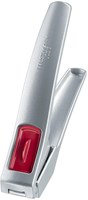 Westmark Knoblauchpresse Küchenhelfer silber-rot mit Reinigungselement