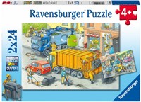 Ravensburger Puzzle Müllabfuhr und Abschleppwagen - 2x24 Teile Karton