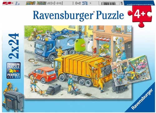 Ravensburger Puzzle Müllabfuhr und Abschleppwagen - 2x24 Teile Karton