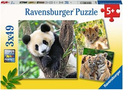 Ravensburger Puzzle Tiere Panda, Tiger und Löwe 3x49 Teile Kinderpuzzle