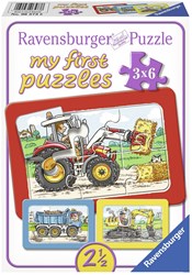 Ravensburger Bagger Traktor Kipplader Kinderpuzzle 3x6 Teile Karton