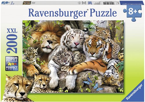 Ravensburger Tierpuzzle XXL 200 Teile - Schmusende Raubkatzen