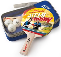Atemi Tischtennis-Set Hobby 2 Schläger mit 3 Bällen im Etui