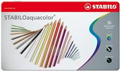 STABILO aquacolor - Premium Aquarellfarbstift - Metall-Etui mit 36 Farben