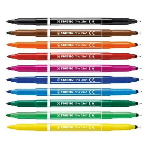 STABILO Trio 2 in 1 - Filzstift - mit dünner und dicker Spitze - Etui mit 10 Farben