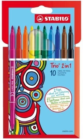 STABILO Trio 2 in 1 - Filzstift - mit dünner und dicker Spitze - Etui mit 10 Farben-2