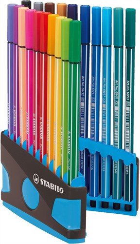 STABILO Pen 68 - Premium-Filzstift - ColorParade - anthrazit/hellblau - mit 20 Farben