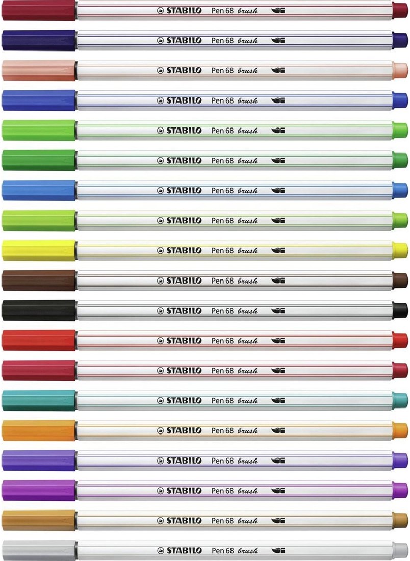STABILO Pen 68 brush - Premium-Pinselfilzstift - ARTY-Etui mit 18 Farben