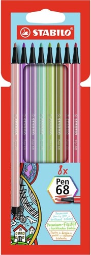 Premium-Filzstift - STABILO Pen 68 - 8er Pack - mit 8 verschiedenen Farben