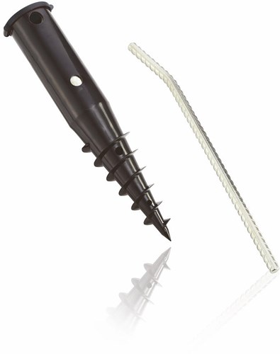Leifheit Wäschespinne Bodenanker - 50mm Durchmesser - schwarz - mit Eindrehstange