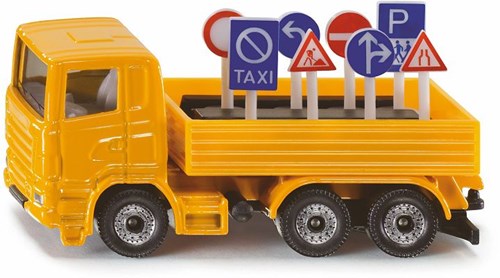 Siku Spielzeug-LKW mit Verkehrsschildern - Straßenwartung