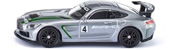 siku 1529, Mercedes-AMG GT4 Sportwagen, Metall/Kunststoff, Silber, Großer Heckflügel, Spielzeugauto für Kinder