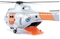 SIKU 2527, SAR Transporthubschrauber, 1:50, Metall/Kunststoff, Silber, Inkl. Trage und zu rettende Spielzeugfigur, Automatisch einziehbare Seilwinde-2