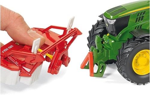 SIKU 3282, John Deere 6210R Traktor, 1:32, Metall/Kunststoff, Grün, Achsschenkellenkung und Kupplung-3