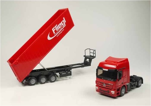 SIKU 3537, LKW mit Muldenkipper, 1:50, Metall/Kunststoff, Rot, Kippbare Mulde-2