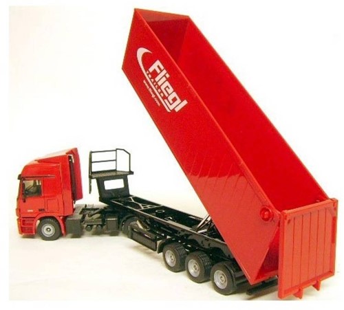 SIKU 3537, LKW mit Muldenkipper, 1:50, Metall/Kunststoff, Rot, Kippbare Mulde-3
